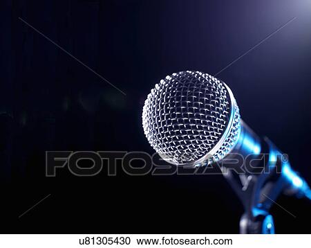 Stock Image - Microphone on a stand. Fotosearch