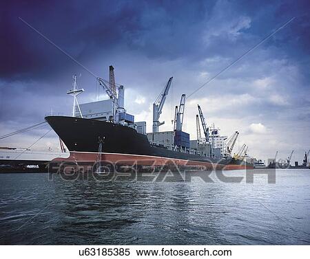 Ship in berth at port View Large Photo Image Stock Photography - Ship in berth at port. Fotosearch