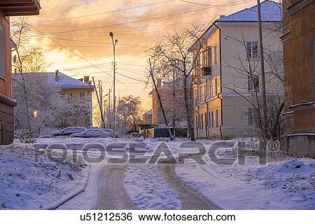 Stock Photograph - "Snow covered suburban area, Nizhniy Tagil, Sverdlovsk region, Russia". Fotosearch