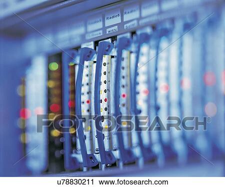 Stock Image - "Telecommunication equipment, close up". Fotosearch