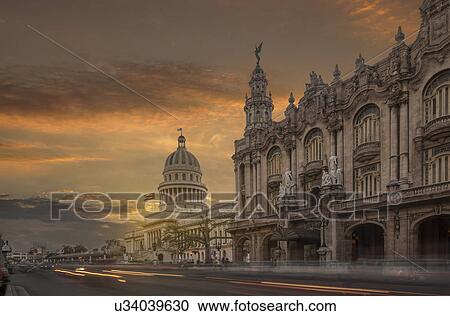 "The Capitol building and the National Theater at sunset, Havana, Cuba" View Large Photo Image Stock Image - "The Capitol building and the National Theater at sunset, Havana, Cuba". Fotosearch