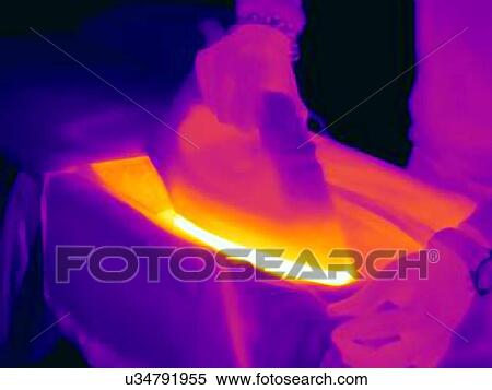 Thermal image of womans hands ironing at home View Large Photo Image Stock Photography - Thermal image of womans hands ironing at home. Fotosearch