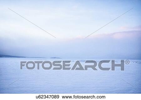 Stock Photo - "View of snow covered landscape, Hemavan, Sweden". Fotosearch