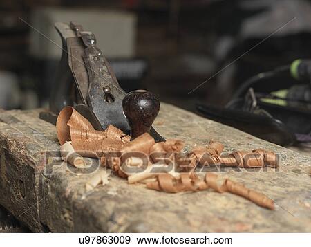 Stock Photo - Wood shaver and shavings. Fotosearch