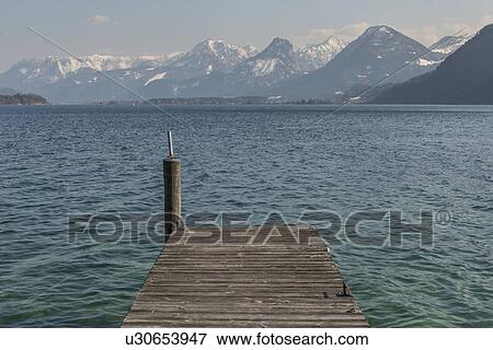 "Wooden pier on Lake, St Gilgen, Austria" View Large Photo Image Stock Photo - "Wooden pier on Lake, St Gilgen, Austria". Fotosearch