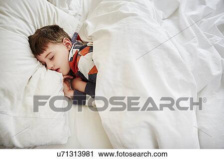 Young boy sleeping in bed View Large Photo Image Stock Image - Young boy sleeping in bed. Fotosearch