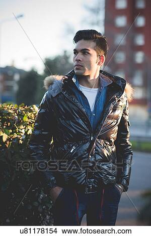 Picture - Young man wearing jacket. Fotosearch