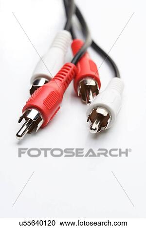 Stock Image - Audio and video cables on white background. Fotosearch