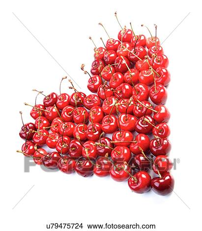 Picture - Cherries on white background - close up. Fotosearch