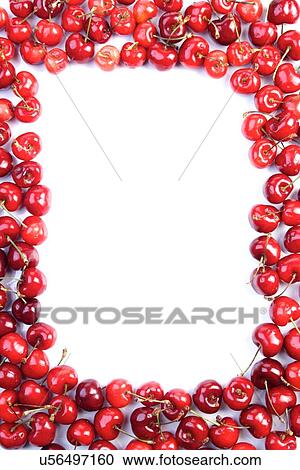 Stock Image - Cherries on white background. Fotosearch