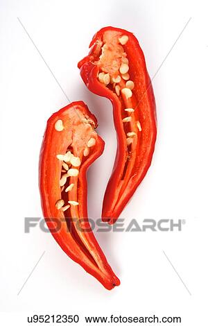 Stock Image - Chilli peppers on white background. Fotosearch