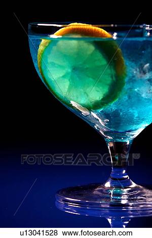 Stock Photo - Close up of blue curacao drink. Fotosearch