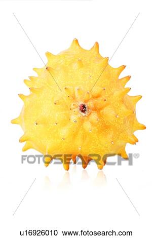 Stock Image - Close - up of kiwano on white background. Fotosearch