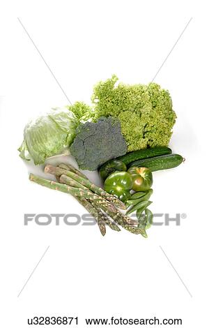 Stock Image - Composition of vegetables on white background. Fotosearch