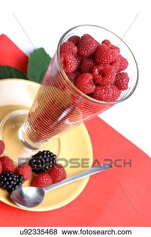 Fresh raspberries and blacberries dessert View Large Photo Image Stock Photo - Fresh raspberries and blacberries dessert. Fotosearch