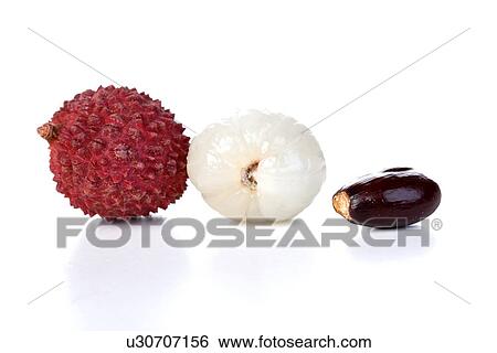 Lichee on white backgound - close-up View Large Photo Image Stock Photograph - Lichee on white backgound - close-up. Fotosearch