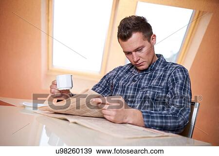 Man reading newspaper View Large Photo Image Stock Photo - Man reading newspaper. Fotosearch