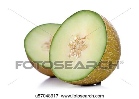 Stock Photo - Melon on white background - studio shot. Fotosearch