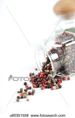 Stock Photo - Mixed pepper seeds of various colours red black green. Fotosearch