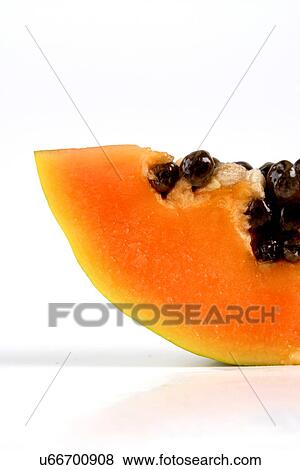 Papaya on white background - close-up View Large Photo Image Stock Photo - Papaya on white background - close-up. Fotosearch
