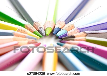 Rainbow colored pencils - close-up View Large Photo Image Stock Photograph - Rainbow colored pencils - close-up. Fotosearch