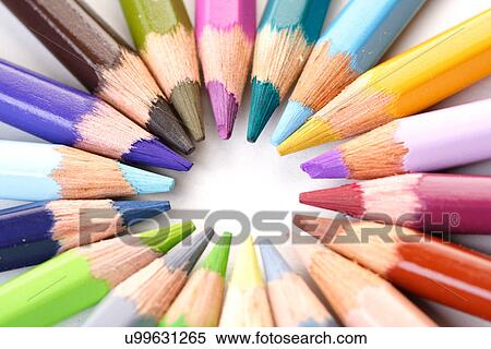 Rainbow colored pencils - close-up View Large Photo Image Stock Photography - Rainbow colored pencils - close-up. Fotosearch