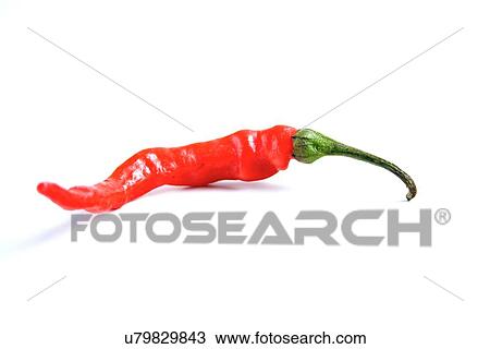 Stock Image - Red chilli pepper on white background. Fotosearch
