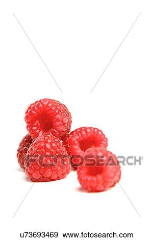 Stock Photo - Red raspberries on white background. Fotosearch