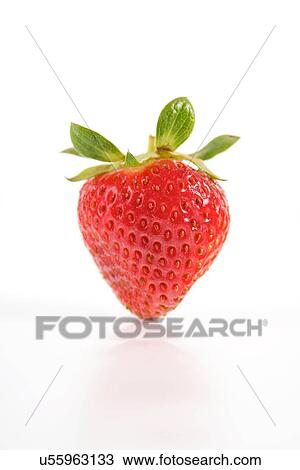 Stock Image - Strawberry on white background - close up. Fotosearch