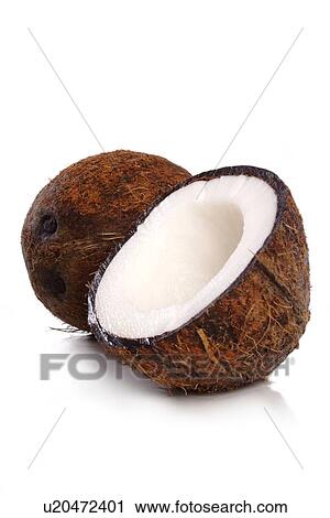 Stock Image - Studio shot of coconut at white backround. Fotosearch