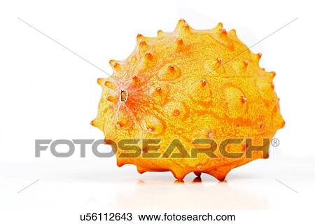 Stock Image - Studio shot of kiwano on white background. Fotosearch