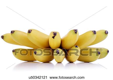 Stock Image - Studio shot of small bananas. Fotosearch