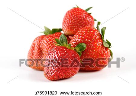 Stock Photo - Studio shot of strawberries on white background. Fotosearch