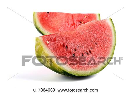 Stock Photo - Watermelon on white background - studio shot. Fotosearch
