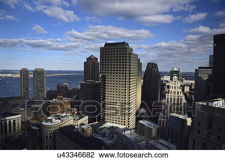Stock Image - Aerial view of financial district. Fotosearch