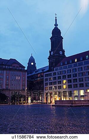 Altmarkt and Kreuzkirchturm and Dresden City Hall View Large Photo Image Picture - Altmarkt and Kreuzkirchturm and Dresden City Hall. Fotosearch