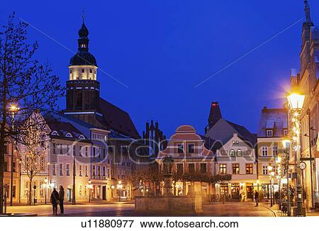 Altmarkt and St. Nikolai Church illuminated at night View Large Photo Image Stock Photo - Altmarkt and St. Nikolai Church illuminated at night. Fotosearch