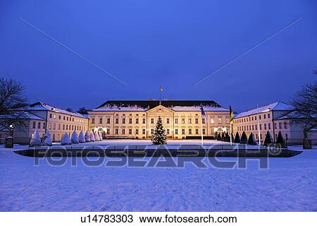Stock Image - Bellevue Palace at winter night. Fotosearch