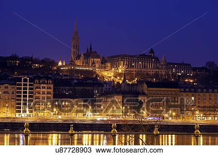 Stock Image - Buda skyline with Matthias Church and Fisherman's Bastion. Fotosearch