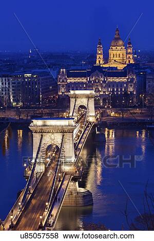 Chain Bridge and Saint Stephen's Basilica View Large Photo Image Stock Photo - Chain Bridge and Saint Stephen's Basilica. Fotosearch