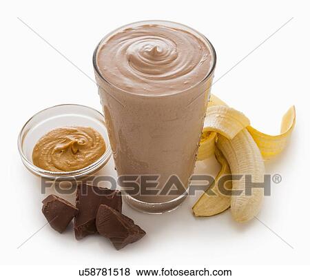 Chocolate and banana smoothie View Large Photo Image Stock Photo - Chocolate and banana smoothie. Fotosearch
