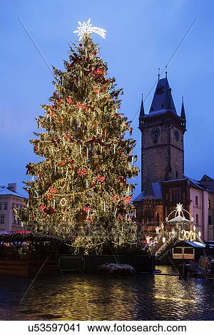 Christmas tree at night View Large Photo Image Stock Image - Christmas tree at night. Fotosearch