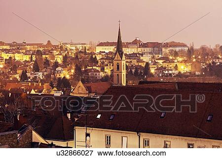Cityscape with Franciscan Monastery at dawn View Large Photo Image Stock Photo - Cityscape with Franciscan Monastery at dawn. Fotosearch