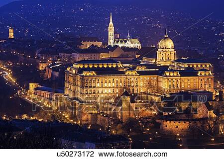 Cityscape with illuminated Royal Palace and Matthias Church View Large Photo Image Stock Image - Cityscape with illuminated Royal Palace and Matthias Church. Fotosearch