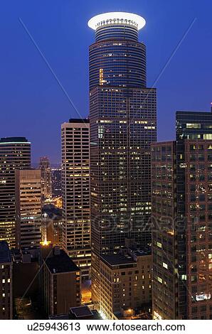 Downtown district at night View Large Photo Image Stock Image - Downtown district at night. Fotosearch