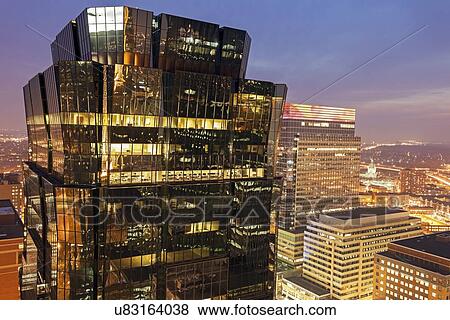 Downtown district at night View Large Photo Image Stock Photo - Downtown district at night. Fotosearch