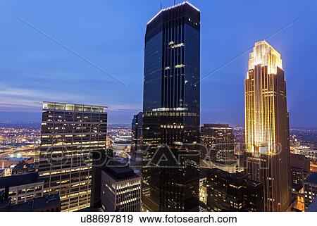 Downtown district at night View Large Photo Image Stock Photo - Downtown district at night. Fotosearch