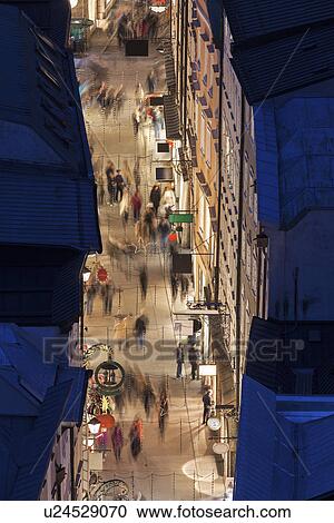 Stock Image - Getreidegasse at night. Fotosearch