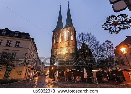 Stock Image - Illuminated Church of Saint Nicholas. Fotosearch