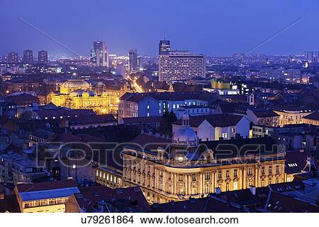 Picture - Illuminated cityscape at night. Fotosearch